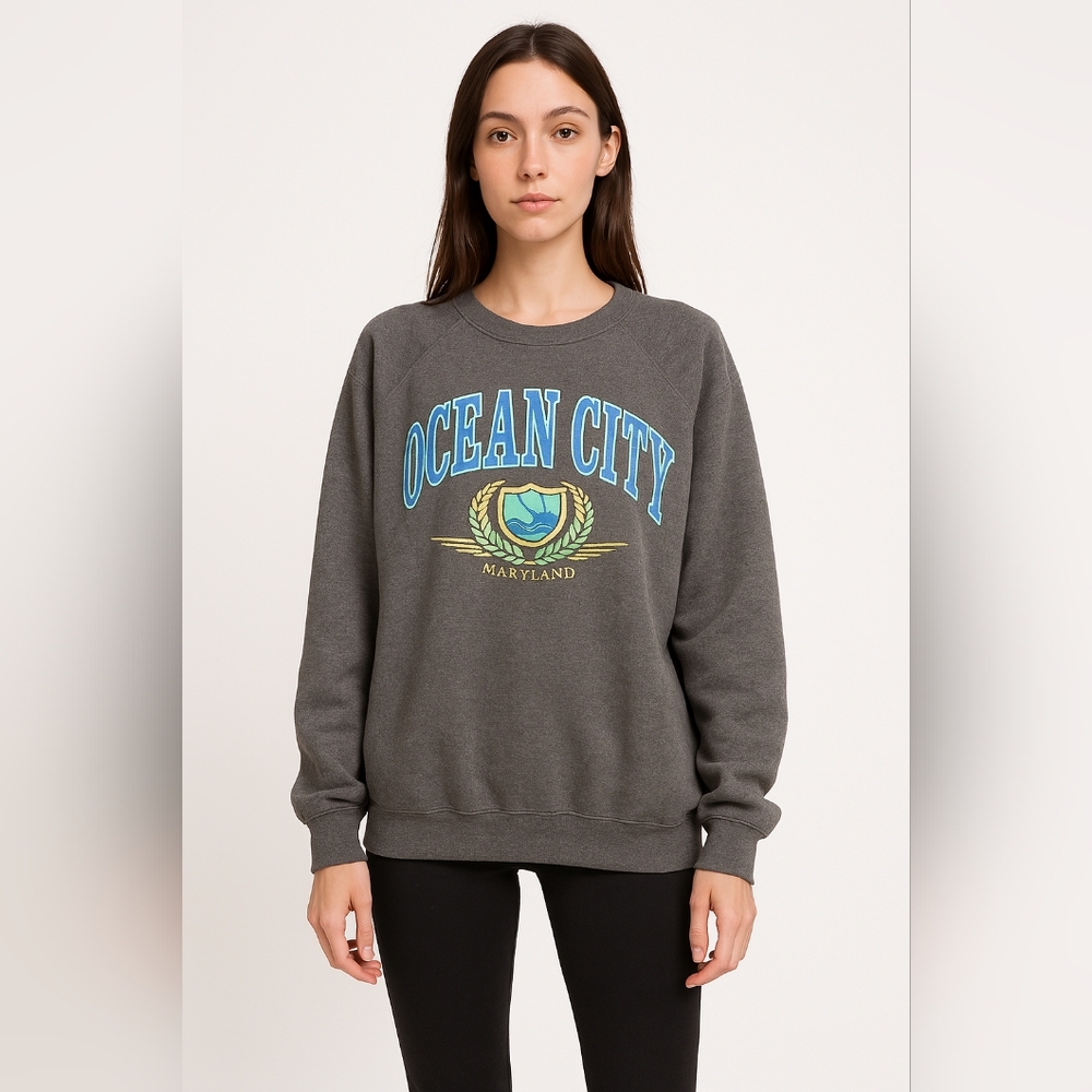 Vintage Grey Oversized Athletic Graphic Sweatshirt Unisex